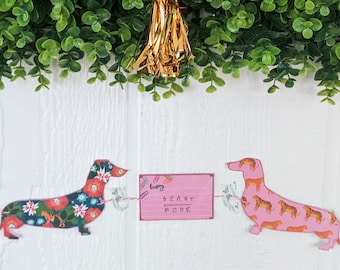 Dachshund Jungle Beast Mode Handmade Paper Garland