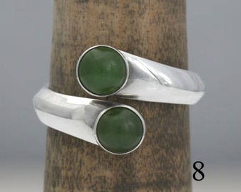Jade and sterling silver ring, size 8, #508.