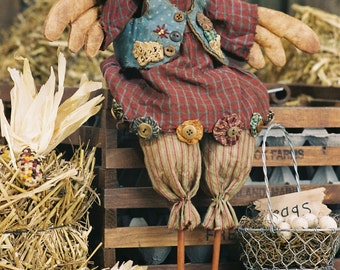 Spring Chicken - Mailed Cloth Doll Pattern 18in Primitive Country Chicken Bird