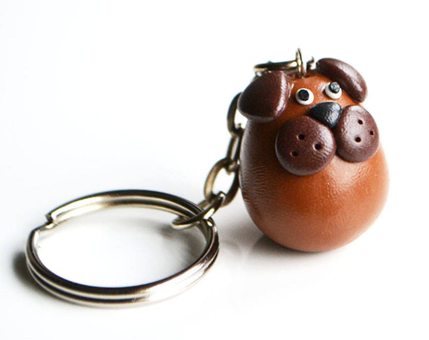 Dog Keyring Keychain Fimo Polymer Clay