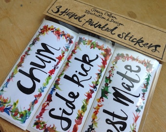 Pack of 3 original hand-painted stickers