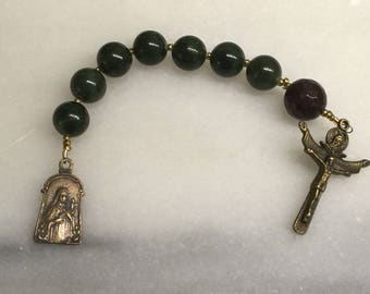 Dark Green Jasper Anglican Rosary Chaplet Protestant Prayer Beads Episcopal Rosary Chaplet Ethiopian Heishi Christian Mediation