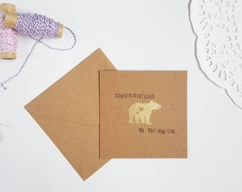 Congratulations On Your New Cub, Baby Bear Greeting Card, Blank Inside, Baby Shower, Card For New Mom, Congrats New Baby