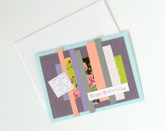 Mother's Day Card with a Quiltesque Feel to it, Stamped Flower