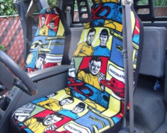 1 Set of Star Trek Blue Print, Car Seat Covers, and steeling wheel cover custom made.