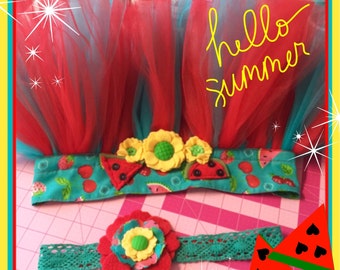 Watermelon Waisted Tutu with matching Headband