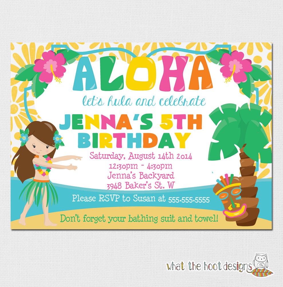 hawaii theme party invites