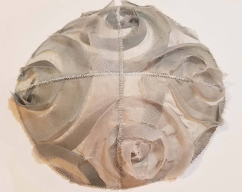 Silver Chiffon Roses Ladies Kippah Head Covering Yarmulke Bat Mitzvah Wedding Special Occasion