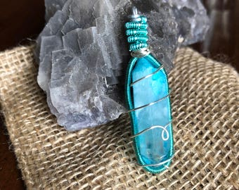 Aqua Aura Quarts Crystal Pendant
