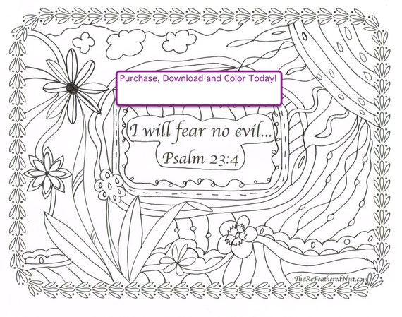 psalm 234 downloadable scripture coloring page i will fear no evil from therefeatherednest on etsy studio - Psalm 23 Coloring Page psalm 234 downloadable scripture coloring page i will fear no evil from therefeatherednest on etsy studio - Psalm 23 Coloring Page
