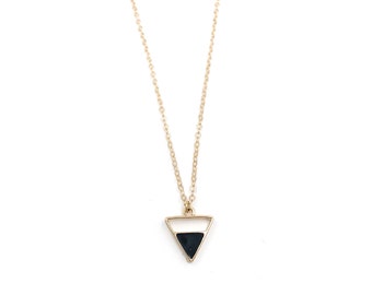 Black Enamel Triangle Necklace