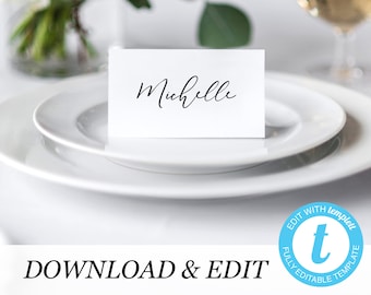 Place card Template Printable Wedding Place Cards Wedding Place Cards Templett, simple elegant Editable Pdf DIY Place cards Instant Download