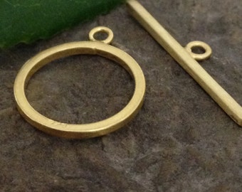 1 Vermeil Toggle - Crisp & Clean Gold Vermeil Jewelry Clasp 13.75mm Round Oakhill Silver Supply T6