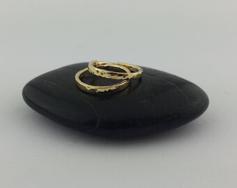 Tiny Solid Gold Sleeper Hoop Earrings, 14k, 18k, 22k, 1/2" Hammered Gold Hoops, Gold Sleeper Earrings, Gold Sleeper Hoops, Small Hoops
