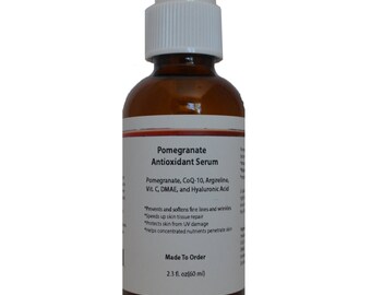 Pomegranate Anti Oxidant Serum with CoQ-10, Argireline, Vitamin C, DMAE, Hyaluronic Acid 2.3oz