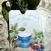 FOUR Vintage French Cherry Royal Blue Tea Cup Hang Tags / Gift Tags