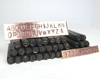 Alphabet 6mm Stamps, 1/4 inch metal stamp set, bold large letters, inital stamping, stamp on metal, Arial letter set.