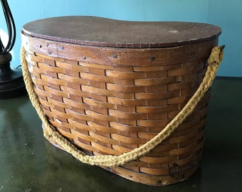 Unique Vintage Fishing Creel With Hinged Masonite Lid