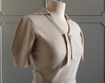 1950s Sweater - Sailor Ties - Cashmere cream - Good Condition - Size S