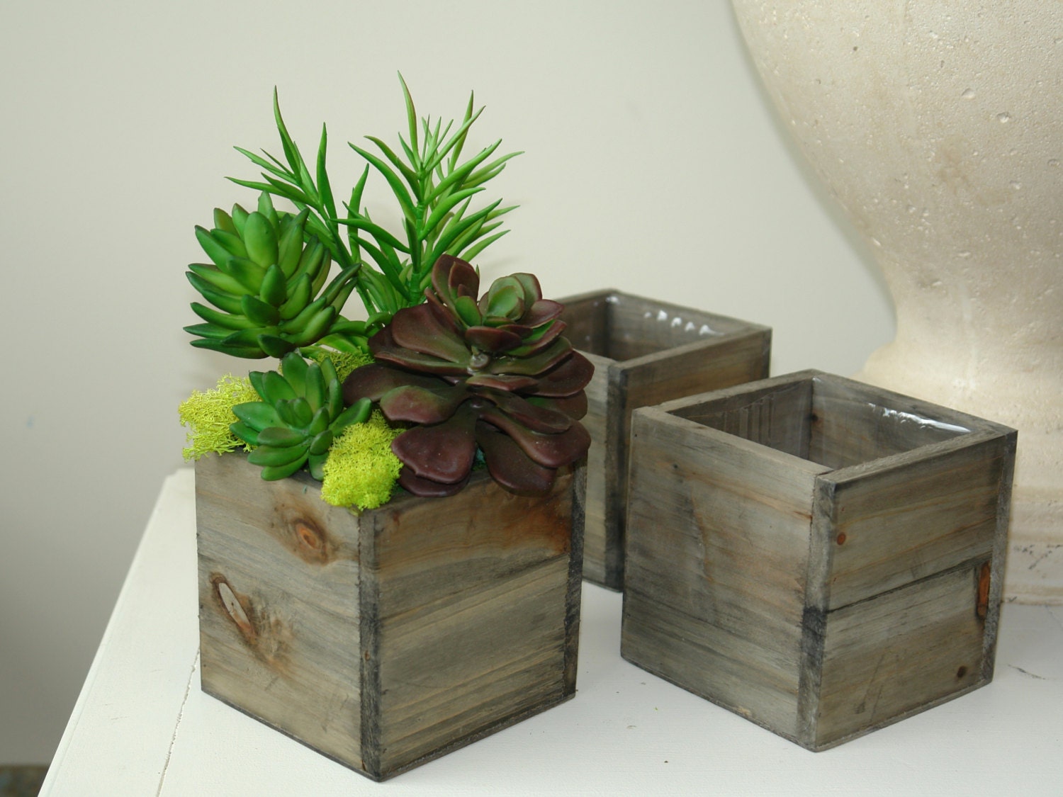 wood box wood boxes square wood vase succulents wedding flower