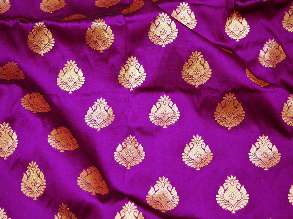 purple brocade blouse material