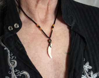 Wolf Tooth Necklace Wolf Teeth Necklace Wolf Necklace Tribal Wolf Tooth Necklace Adjustable African Native American Tribal Spiritual Healing