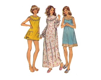 Simplicity 5030, 70s sewing pattern, size 12-14 medium, nightgown pattern, ruffle nightgown, lace nightgown, ankle length