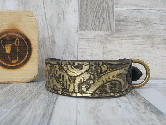 Floral Leather Dog Collar with Solid Brass Hardware, Stylish Dog Collar, Luxury Dog Collar, Handmade Dog Collar, Fashion Dog Collar