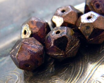 Mulberry Magic (6) -Czech Glass English Cut Rounds 11x10mm