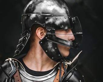 Young Guts Helmet from Berserk Replica - Blackened Steel Head Protection - Steel ARMOR handcrafted custom made