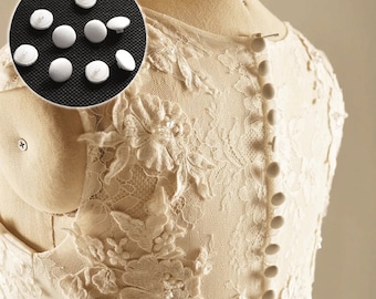 10 pcs Wedding button, Fibre wrapped button, Bridal dress button, Shank button, White cream button