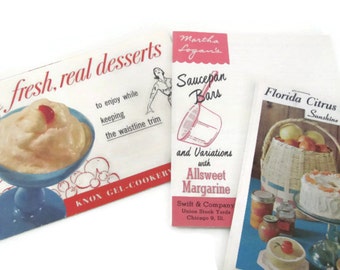 Vintage 1950's Dessert Recipe Booklets, Vintage Cookbook, Cookie, Candy Recipes