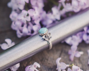 Sky Cloud Turquoise Ring - Size 6 US - Sterling Silver