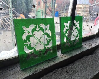 Small Victorian Style Flora & Fauna Stained Glass Panels Door Feature Shine