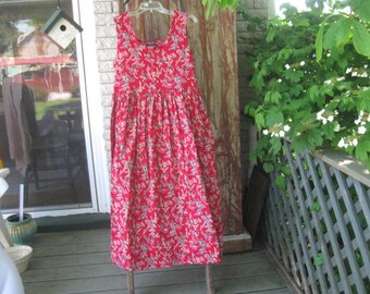 Vintage Jumper Ladies red Jumper Summer Dress Maternity Dress by Naqui size1XL