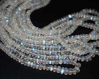 AA Quality Natural RAINBOW MOONSTONE Rondelle smooth \10 inch approx