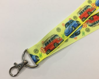 VW Beetle Slug Bug and Bus ID Lanyard with a Lobster Claw Clasp