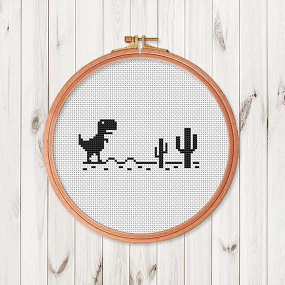 Funny Cross Stitch Pattern Dinosaur T-rex Easy Beginners Mini