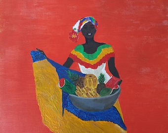 Original Caribbean inspired acrylic painting.