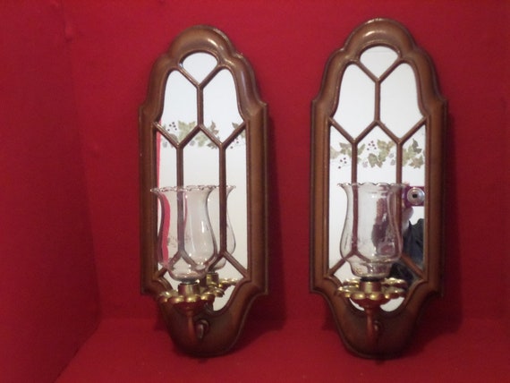 vintage home interior painted metal mirrored wall sconces with