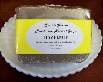 Great Hazelnut Scented Bar made with only Pure Olive, Palm and Coconut Oils and Skin Safe Fragrances. (Use Coupon Code CDY18)