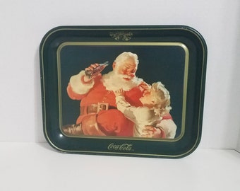 Coca Cola Tray, Santa with Blond Child, 1984