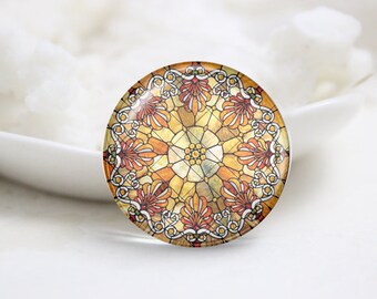 Cabochons en verre rond fait main Photo cameo housse (P3870)