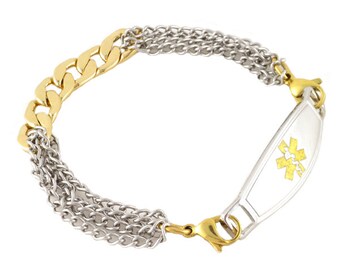 Women's Medical ID Bracelet Camille Two-Tone Chain
