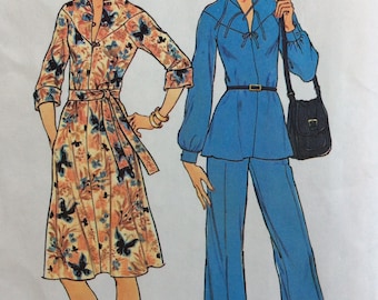 Simplicity 7263 misses dress or top and pants size 14 bust 36 vintage 1970's sewing pattern