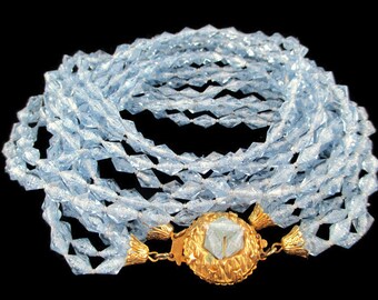 Vintage Blue Lucite 8 Strand Multistrand Torsade Necklace