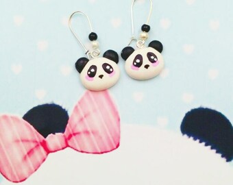 earrings kawaii panda polymer clay