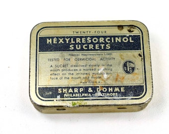 Vintage Sucrets Tin Empty Collectible Sharp & Dohme