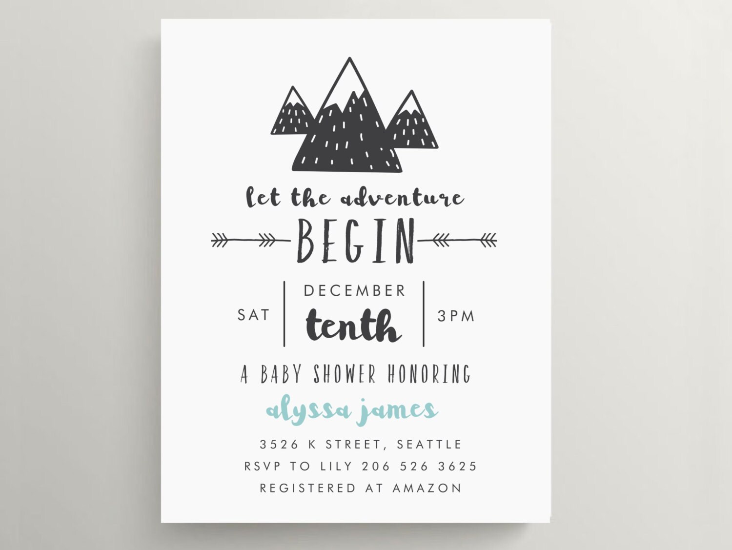 mountain adventure baby shower invitation set // thank you
