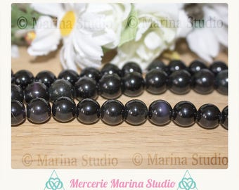 10 pearls Obsidian eye celestial 6mm 8mm or 10mm beads not dyed and unheated * reiki * chakras
